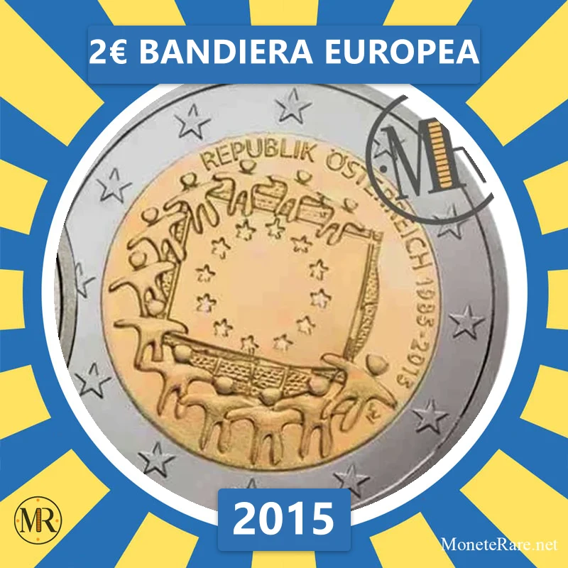 Austria 2€ Bandiera Europea 2015 (coin photo)
