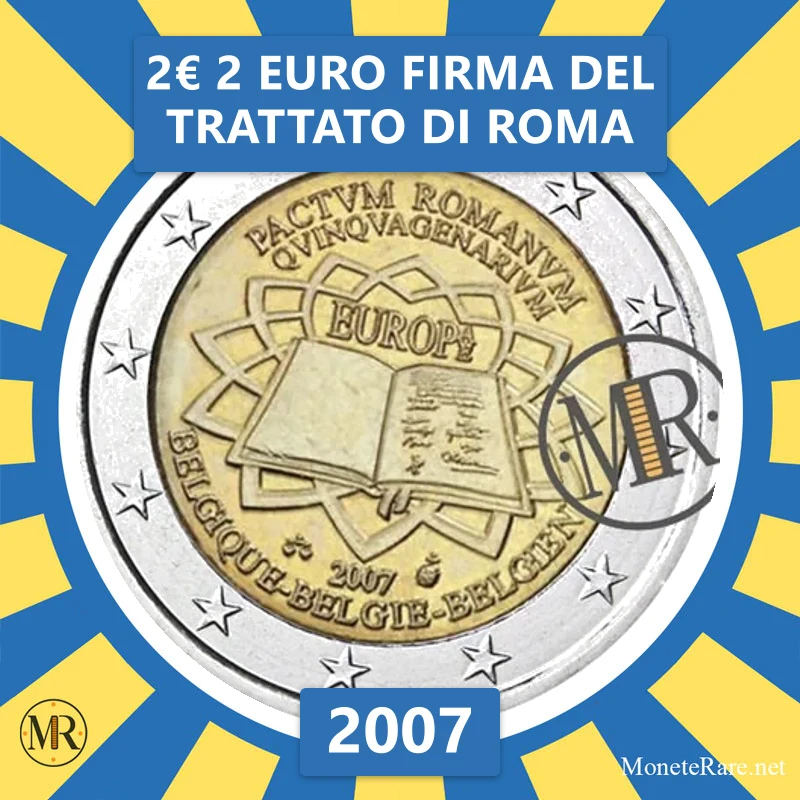Belgium 2€ 2 Euro Signing of the Treaty of Rome 2007 (coin photo)