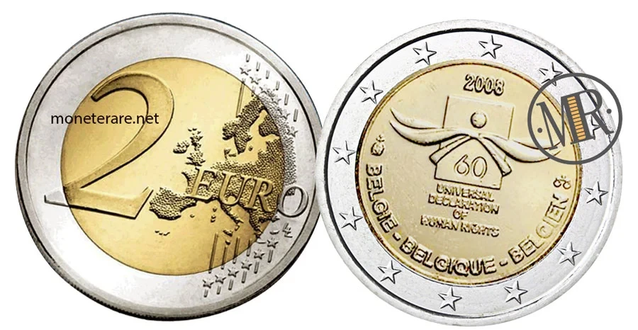 2 Euro Commemorative Belgium 2008 Human Rights