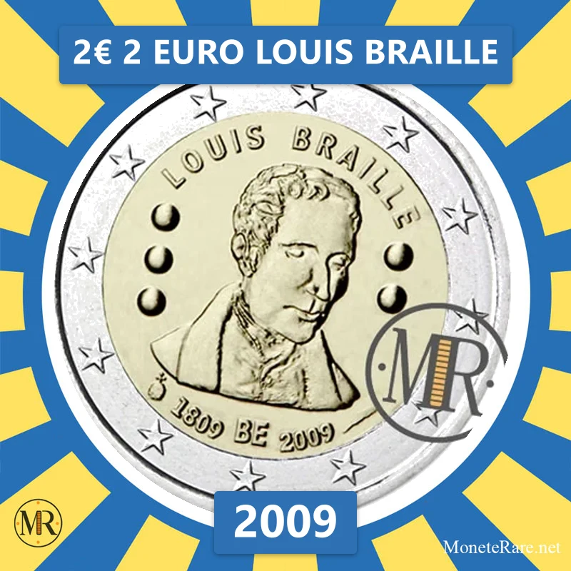 Belgium 2€ 2 Euro Louis Braille 2009 (coin photo)