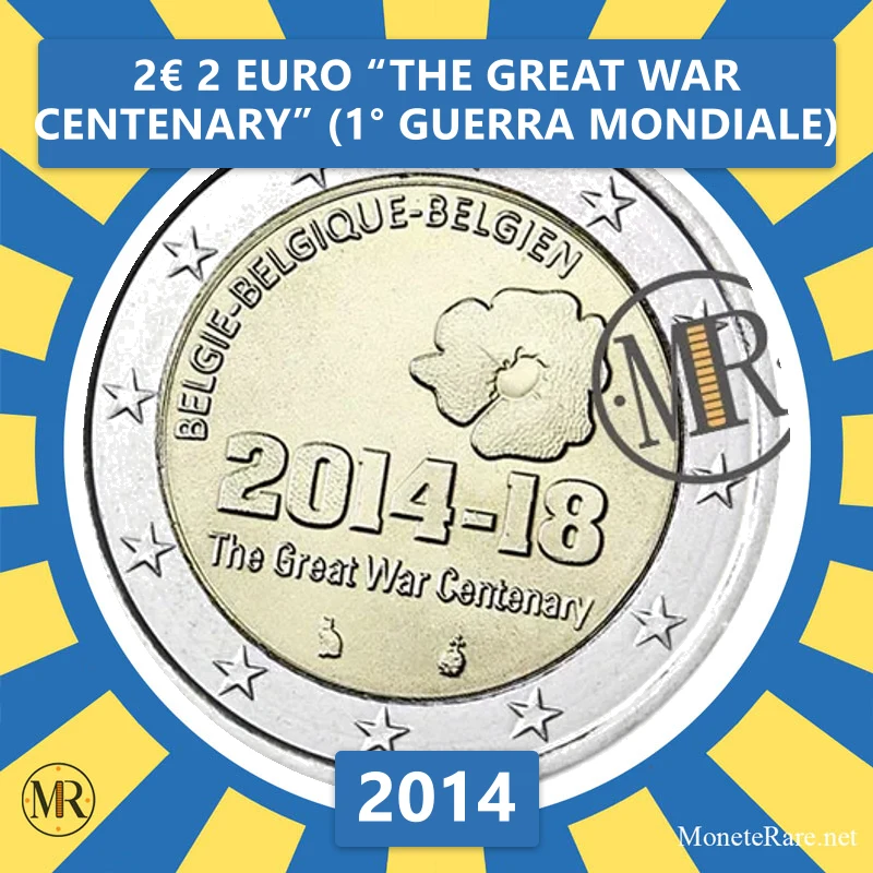 Belgium 2€ 2 Euro “The Great War Centenary” (World War I) 2014 (coin photo)