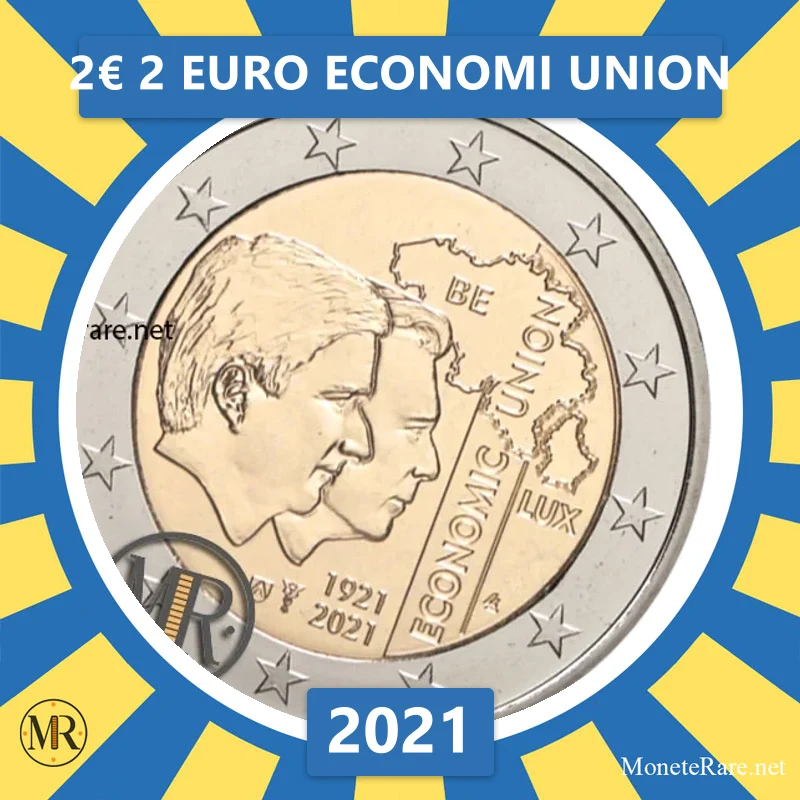 Belgium 2€ 2 Euro Economi Union 2021 (coin photo)
