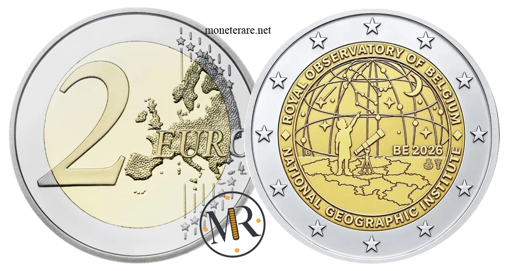 Belgium €2 commemorative 2026 – Royal Observatory and NGI