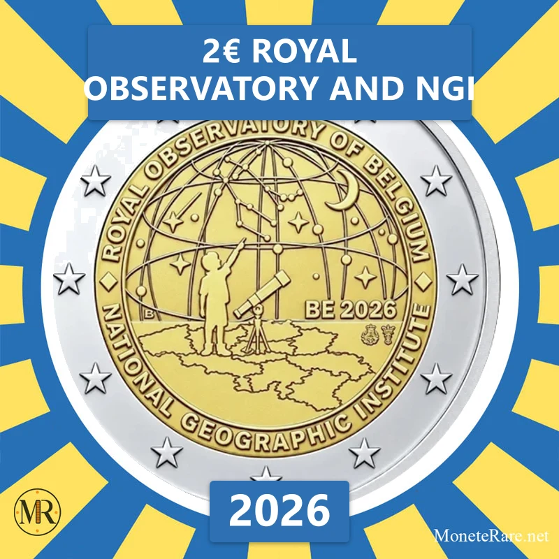 Belgium 2€ Royal Observatory and NGI 2026 (coin photo)