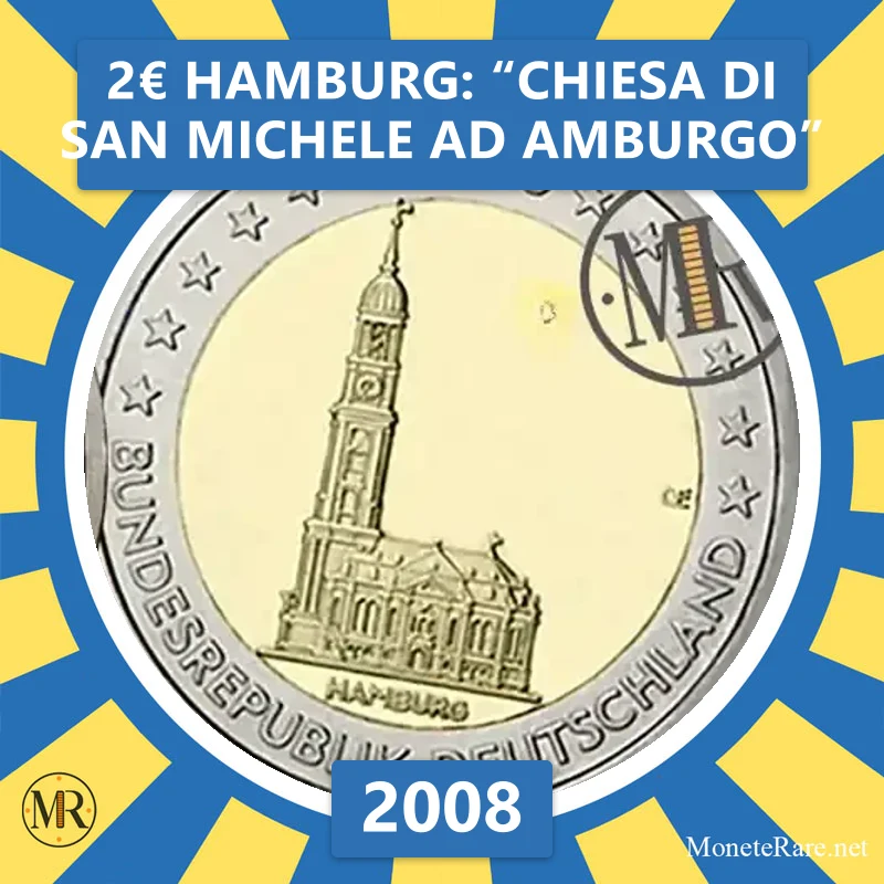 Estonia 2€ Hamburg: “Chiesa di San Michele ad Amburgo” 2008 (coin photo)