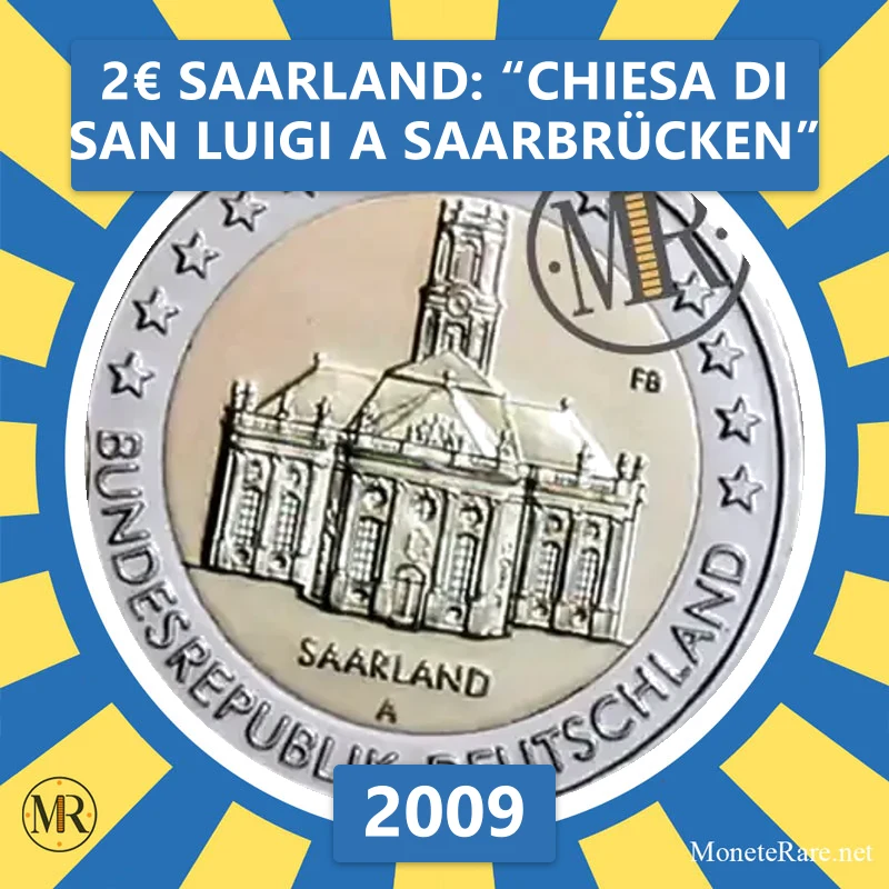 Estonia 2€ Saarland: “Chiesa di San Luigi a Saarbrücken” 2009 (coin photo)