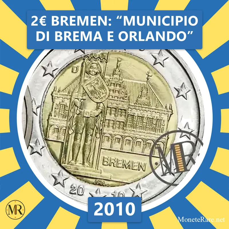 Estonia 2€ Bremen: “Municipio di Brema e Orlando” 2010 (coin photo)