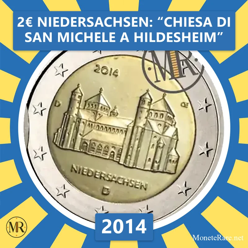 Estonia 2€ Niedersachsen: “Chiesa di San Michele a Hildesheim” 2014 (coin photo)