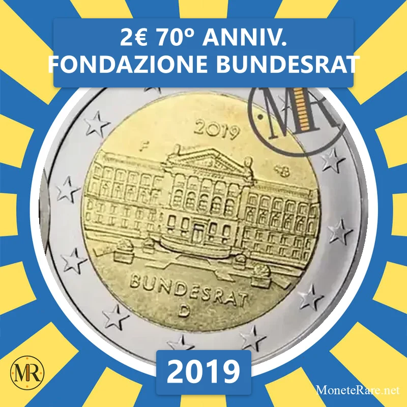 Estonia 2€ 70th Anniversary of the Founding of the Bundesrat 2019 (coin photo)