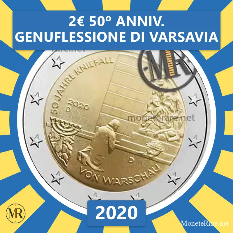 Estonia 2€ 50º anniv. genuflessione di Varsavia 2020 (coin photo)
