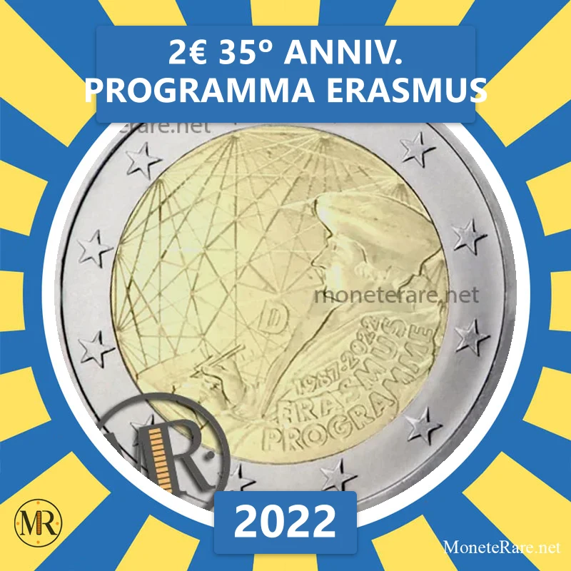 Estonia 2€ 35th Anniversary of the Erasmus Program 2022 (coin photo)