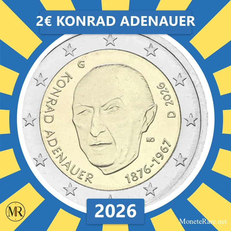 Estonia 2€ Konrad Adenauer 2026 (coin photo)