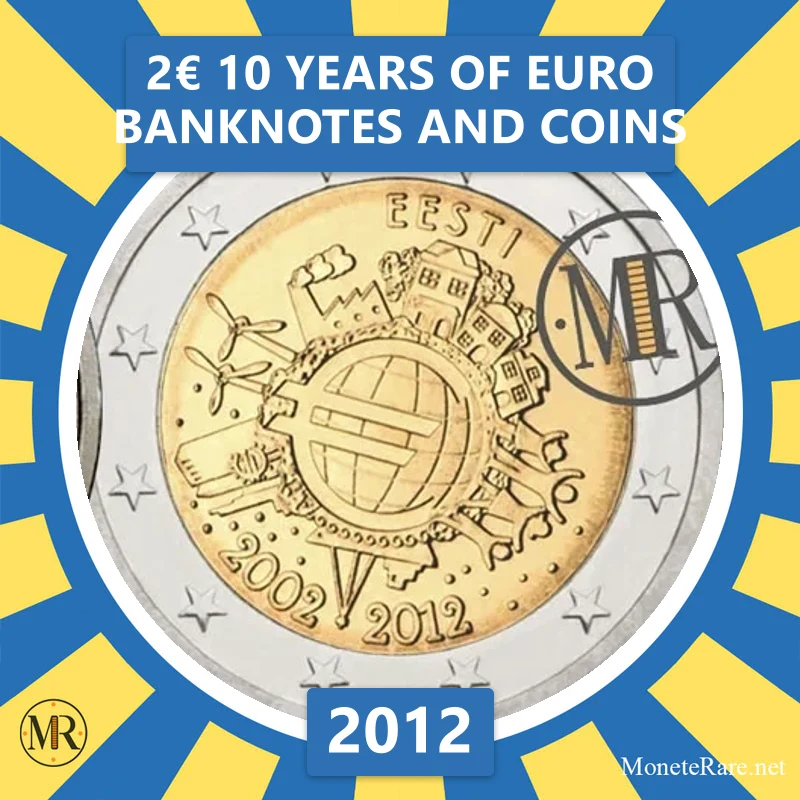 Estonia 2€ 10 Years of Euro Banknotes and Coins 2012 (coin photo)
