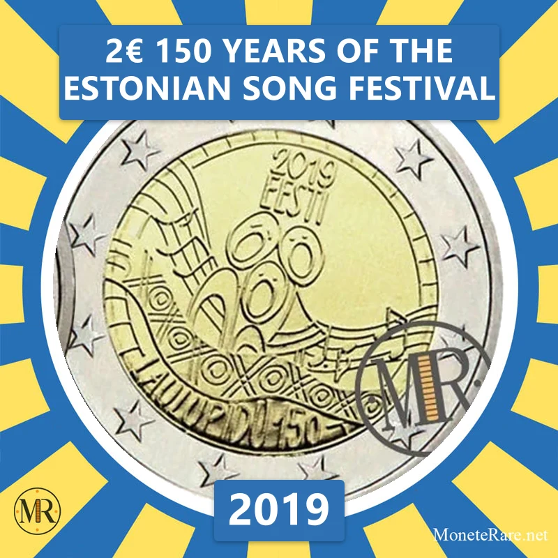 Estonia 2€ 150 Years of the Estonian Song Festival 2019 (coin photo)