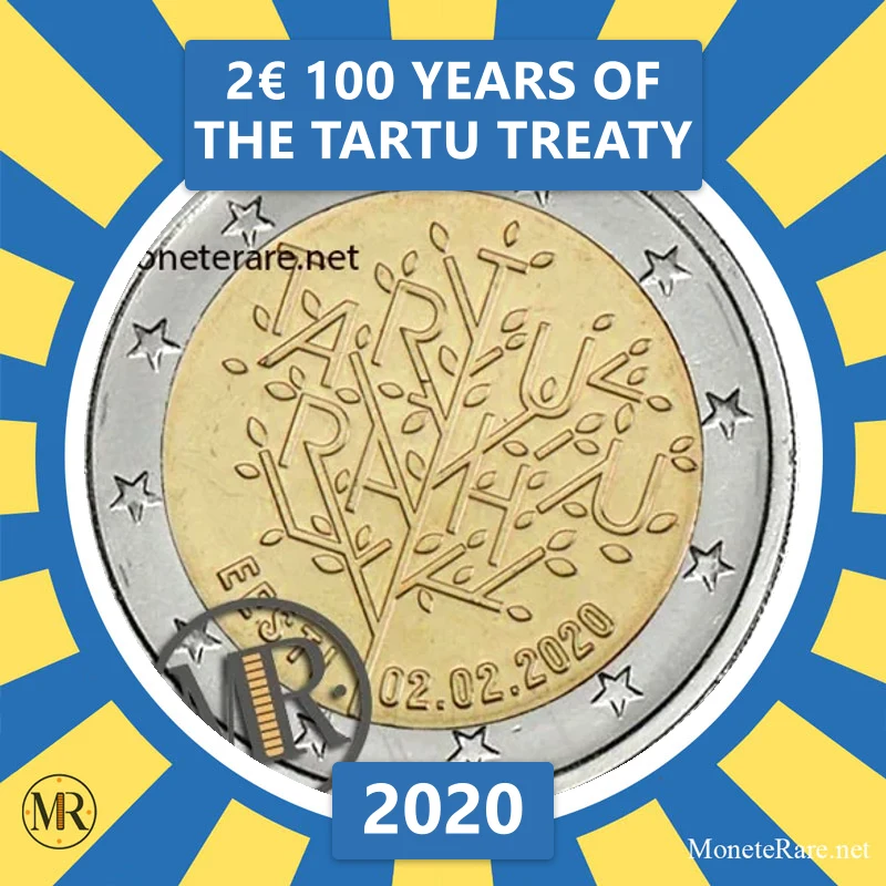 Estonia 2€ 100 Years of the Tartu Treaty 2020 (coin photo)