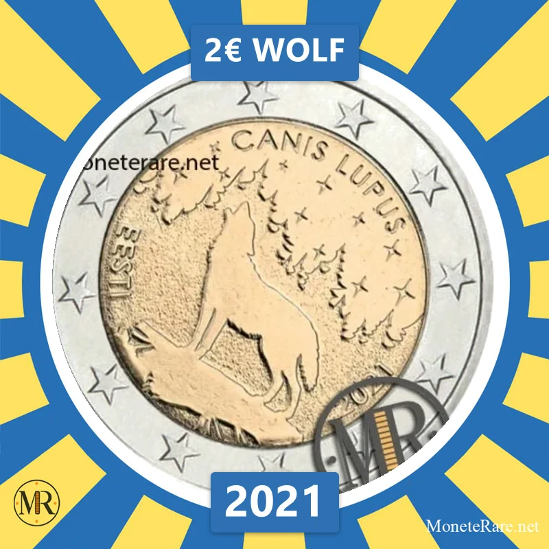 Estonia 2€ Wolf 2021 (coin photo)