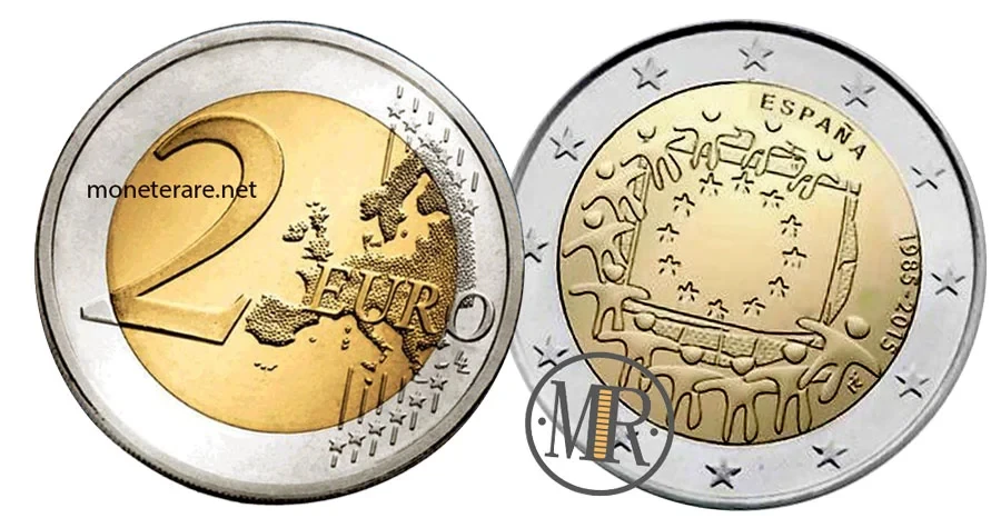 2 Euro Commemorative Spain 2015 European Flag