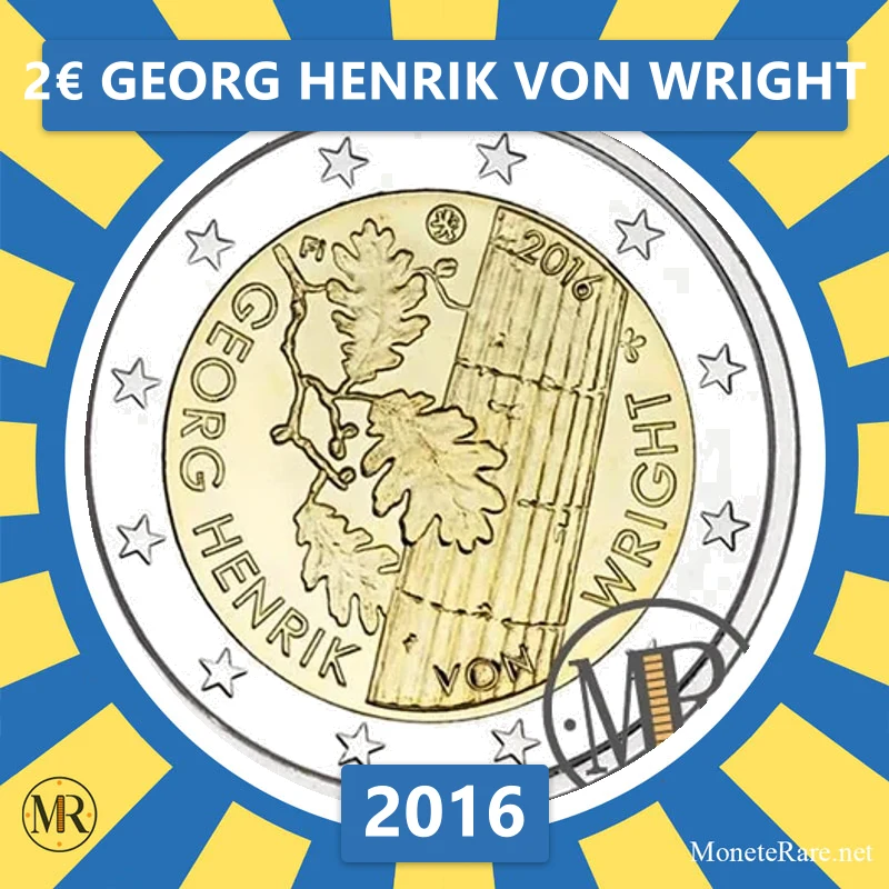 Finland 2€ Georg Henrik von Wright 2016 (coin photo)