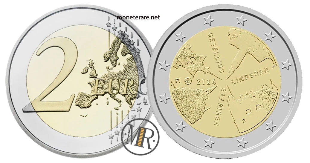 Finland €2 commemorative 2024 – Gesellius, Lindgren, Saarinen — architettura finlandese