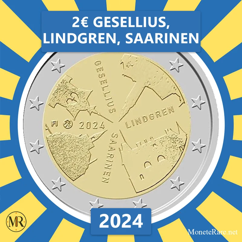 Finland 2€ Gesellius, Lindgren, Saarinen 2024 (coin photo)