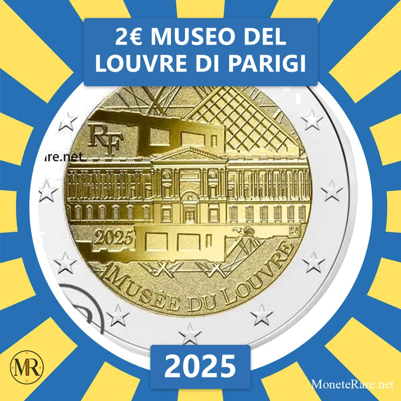 France 2€ Louvre Museum in Paris 2025 (coin photo)