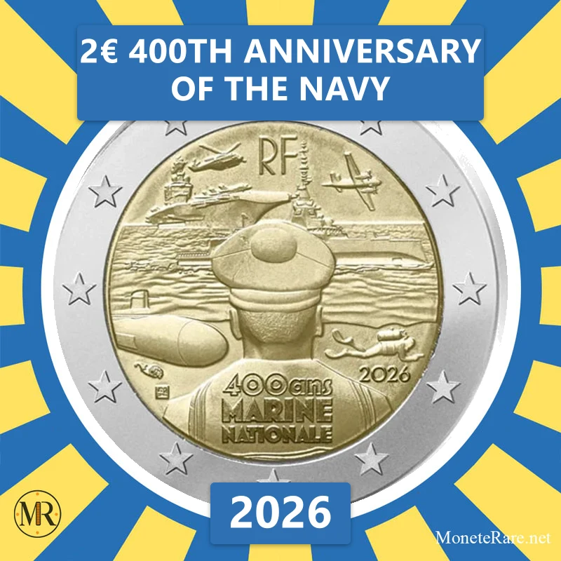 France 2€ 400th anniversary of the Navy 2026 (coin photo)