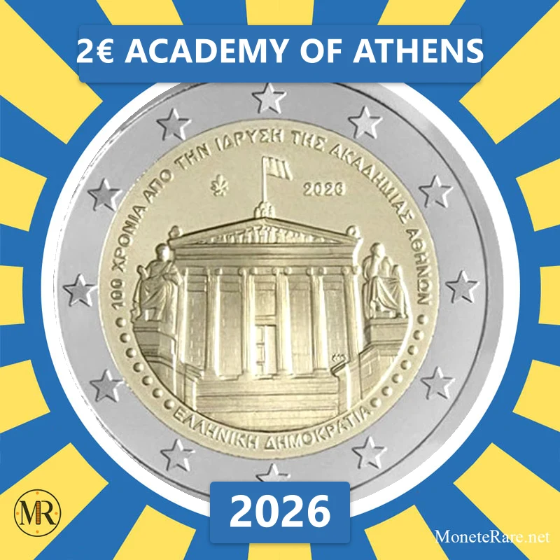 Greece 2€ Academy of Athens 2026 (coin photo)