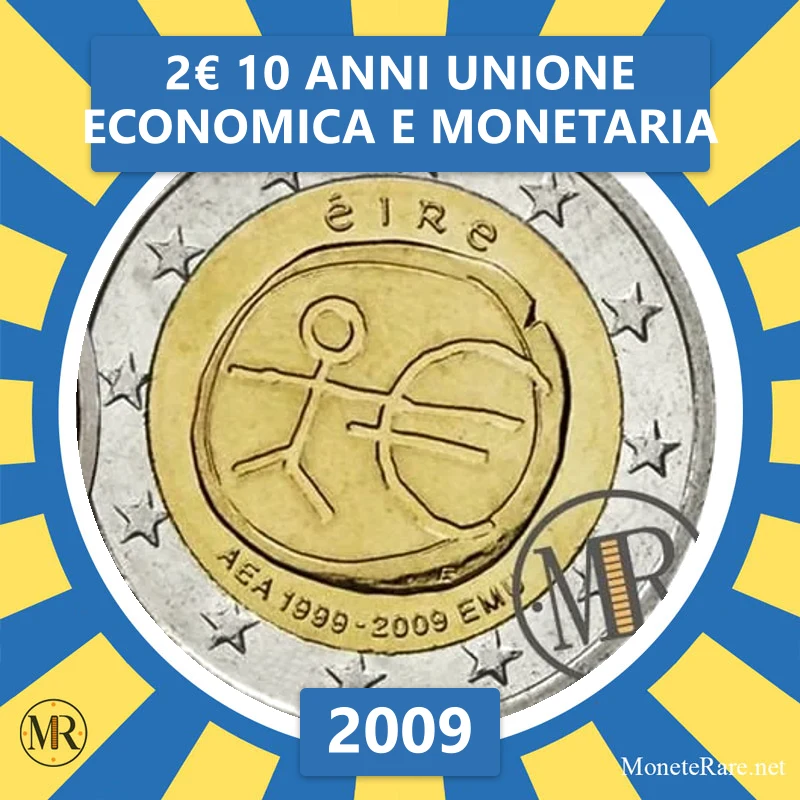 Ireland 2€ 10 Years of Economic and Monetary Union 2009 (coin photo)