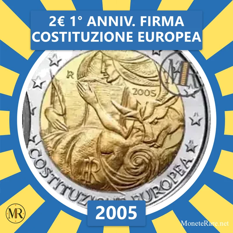 Italy 2€ 1st anniversary of the signing of the European Constitution 2005 (coin photo)