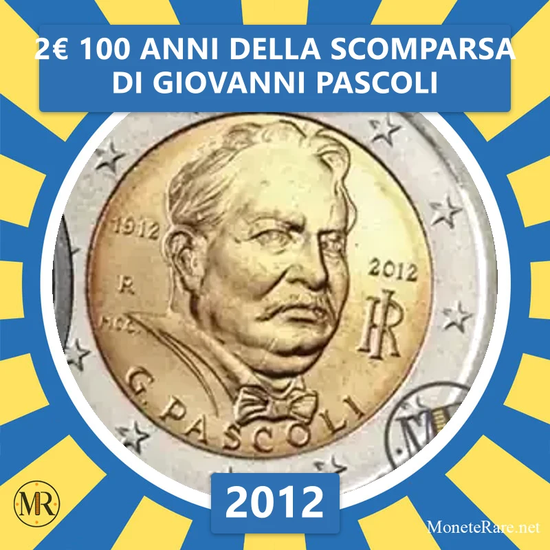 Italy 2€ 100 Years since the death of Giovanni Pascoli 2012 (coin photo)