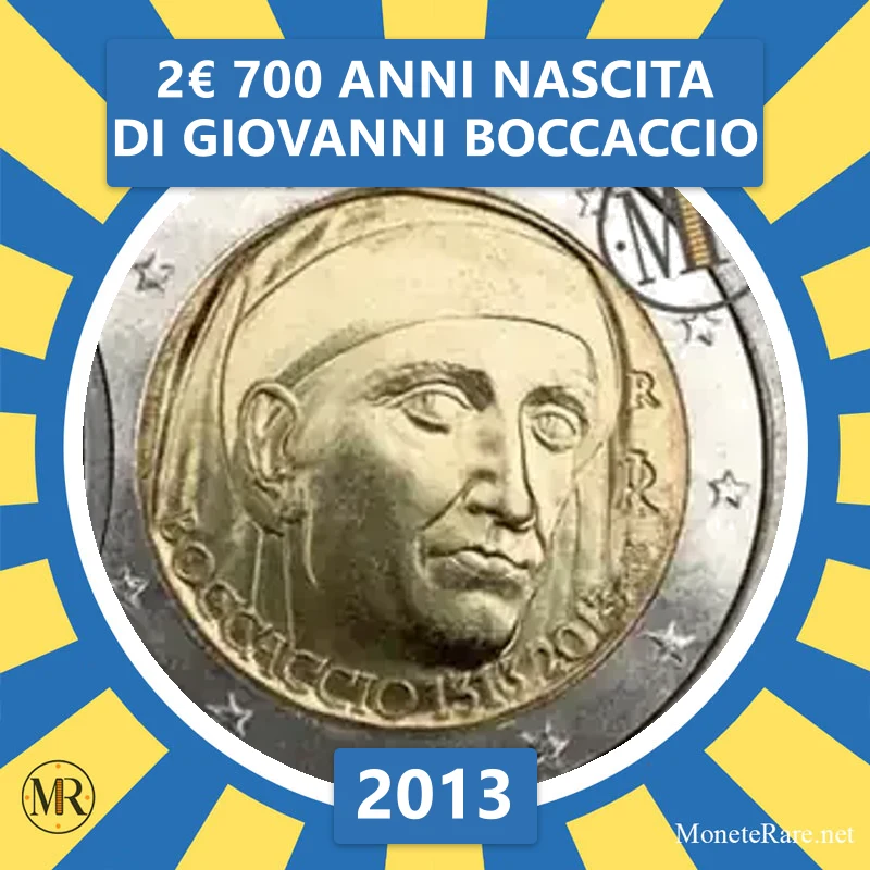 Italy 2€ 700 Years since the birth of Giovanni Boccaccio 2013 (coin photo)