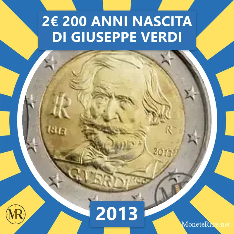 Italy 2€ 200 Years since the birth of Giuseppe Verdi 2013 (coin photo)