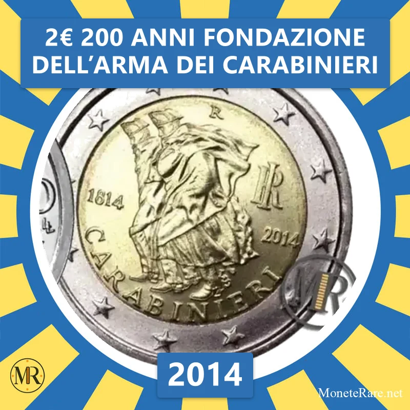 Italy 2€ 200 Years since the founding of the Carabinieri 2014 (coin photo)