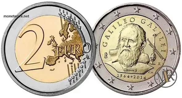 2014 Italian Commemorative 2 Euro coin featuring Galileo Galilei