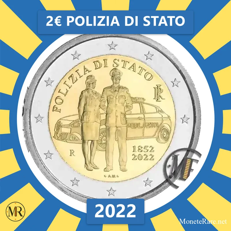 Italy 2€ State Police 2022 (coin photo)