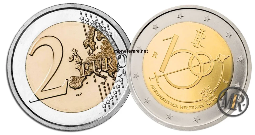 2 Commemorative Euro Italy 2023 Military Aviation