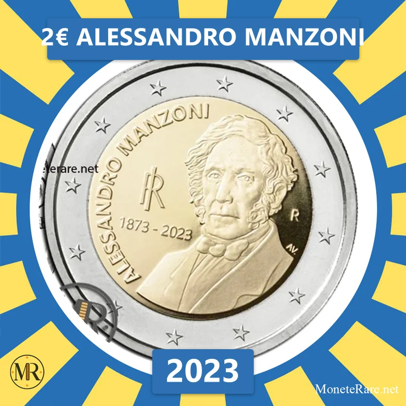 Italy 2€ Alessandro Manzoni 2023 (coin photo)
