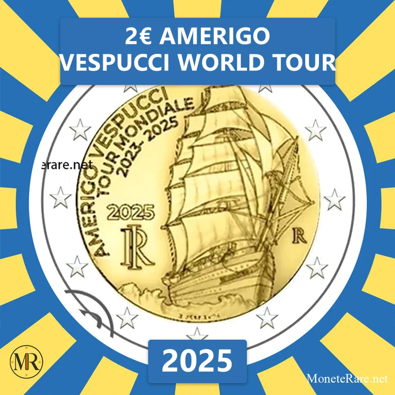 Italy 2€ Amerigo Vespucci World Tour 2025 (coin photo)