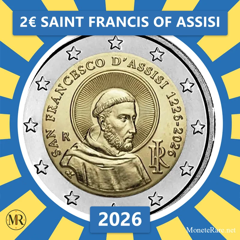 Italy 2€ Saint Francis of Assisi 2026 (coin photo)