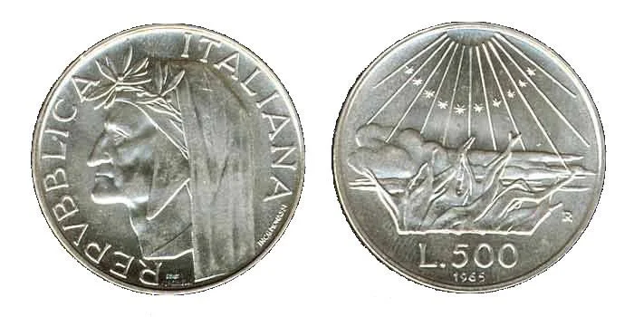 500 lire 1965 Dante