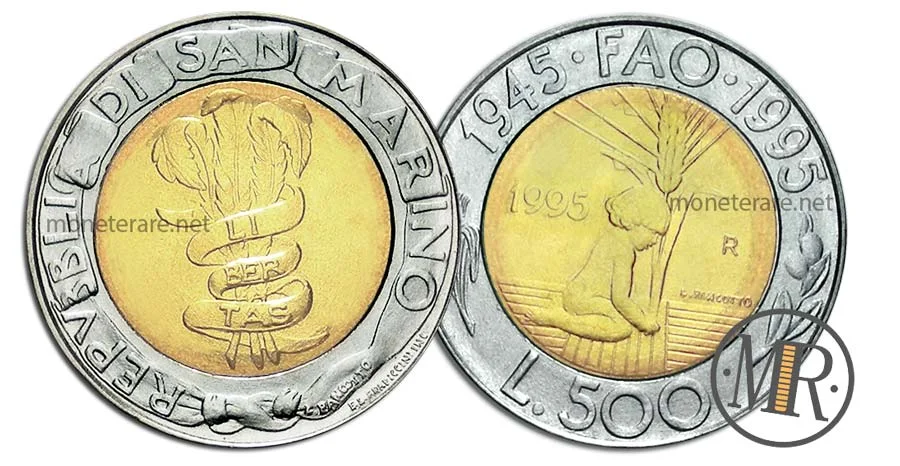 1995 500 Lira from San Marino