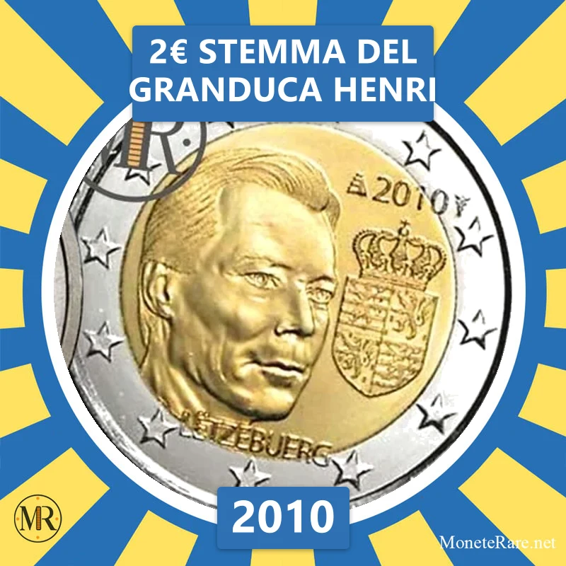 Luxembourg 2€ Coat of Arms of Grand Duke Henri 2010 (coin photo)