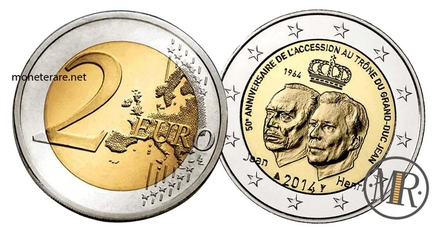 2 Euro Coin Luxembourg 2014 Commemorative Ascension to the Throne of Grand Duke Jean (Luxembourg - Letzebuerg)