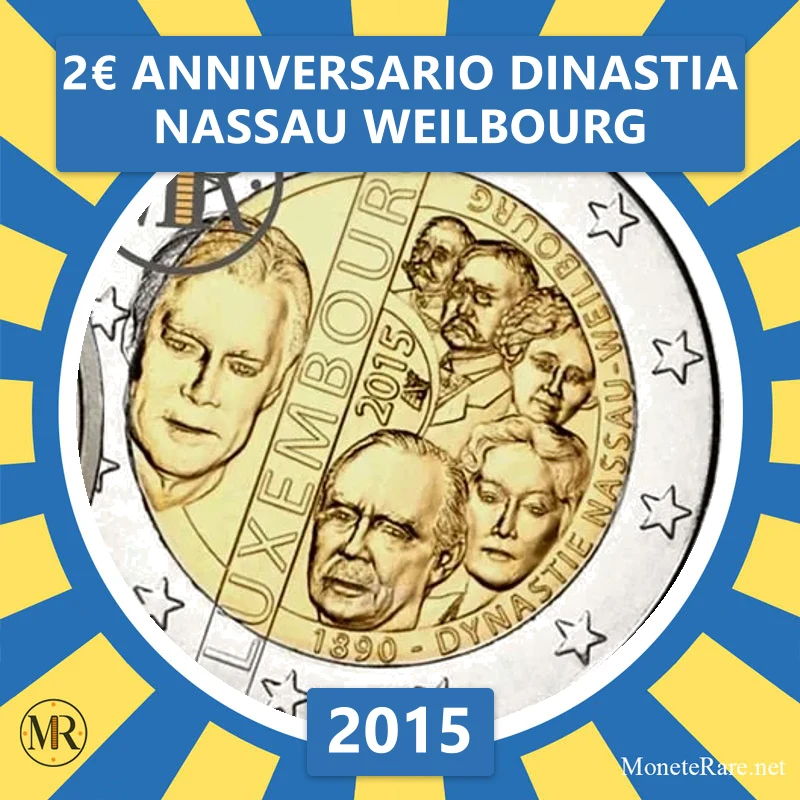 Luxembourg 2€ Anniversary of the Nassau Weilbourg Dynasty 2015 (coin photo)