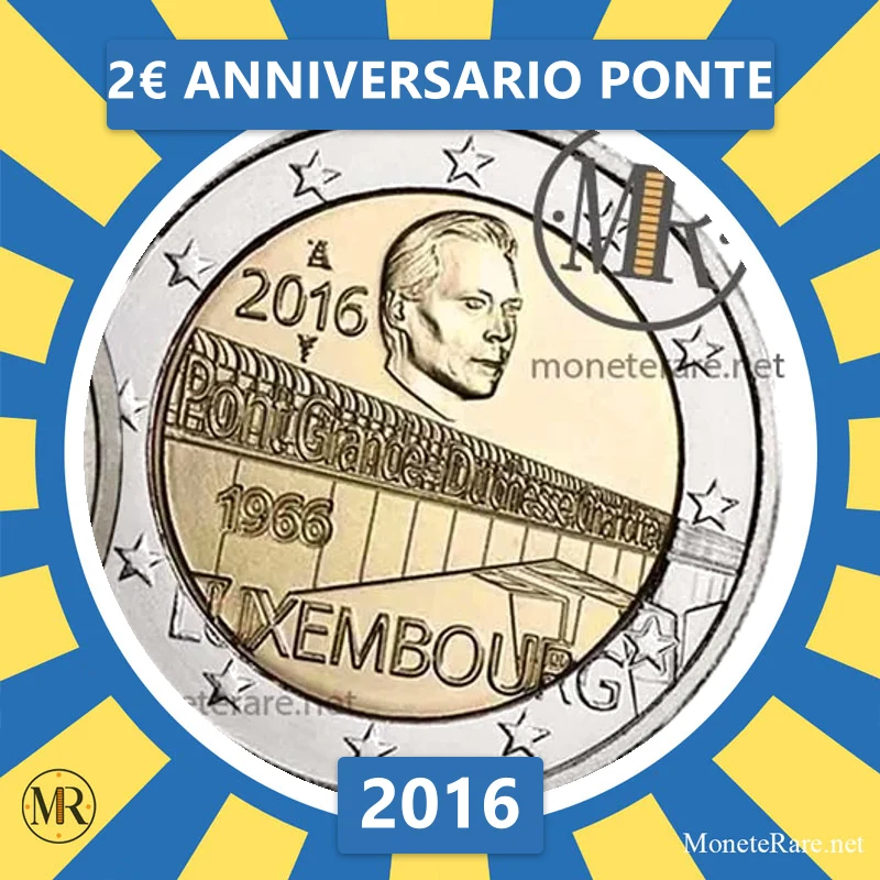 Luxembourg 2€ Anniversary of the Bridge 2016 (coin photo)