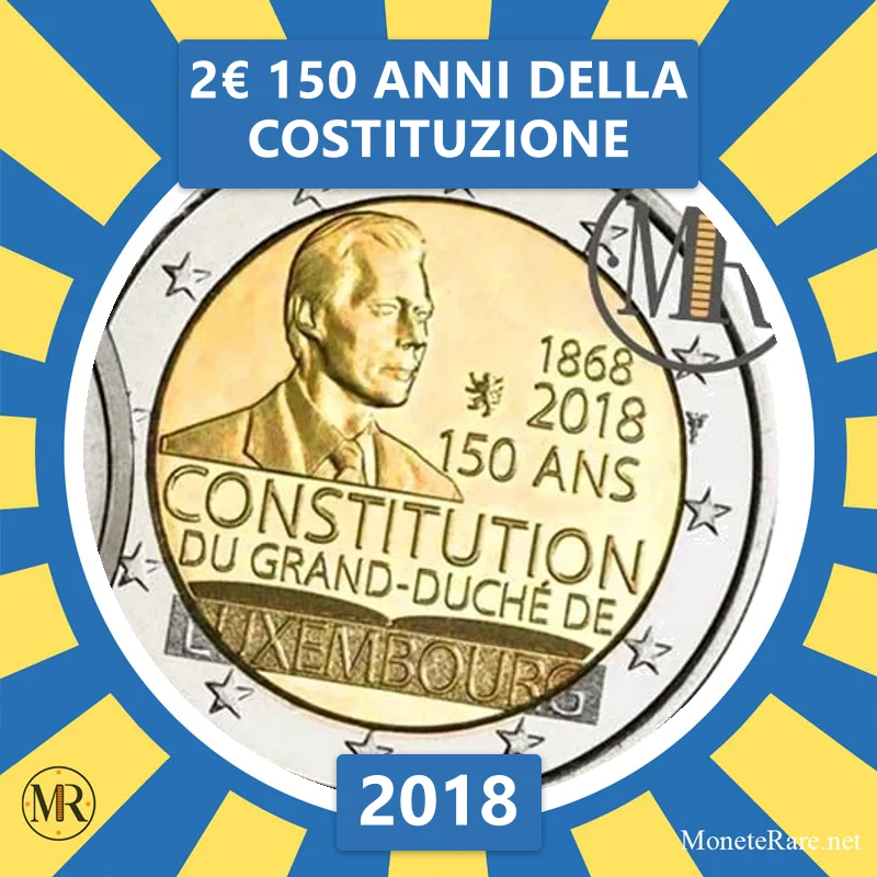 Luxembourg 2€ 150 Years of the Constitution 2018 (coin photo)