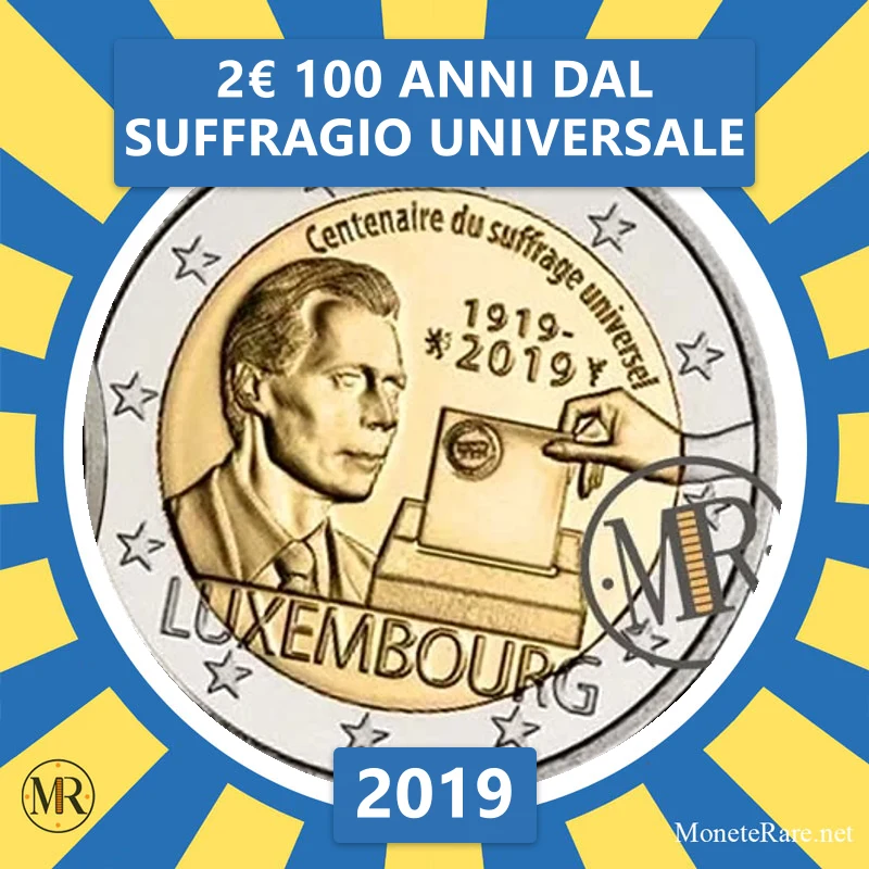 Luxembourg 2€ 100 Years since Universal Suffrage 2019 (coin photo)