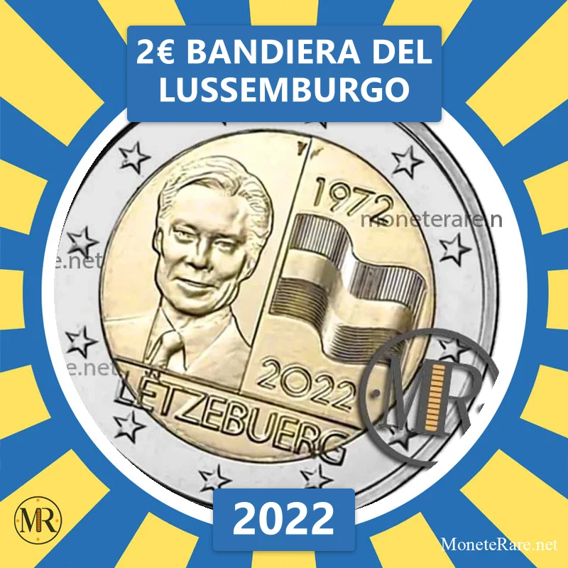 Luxembourg 2€ Flag of Luxembourg 2022 (coin photo)
