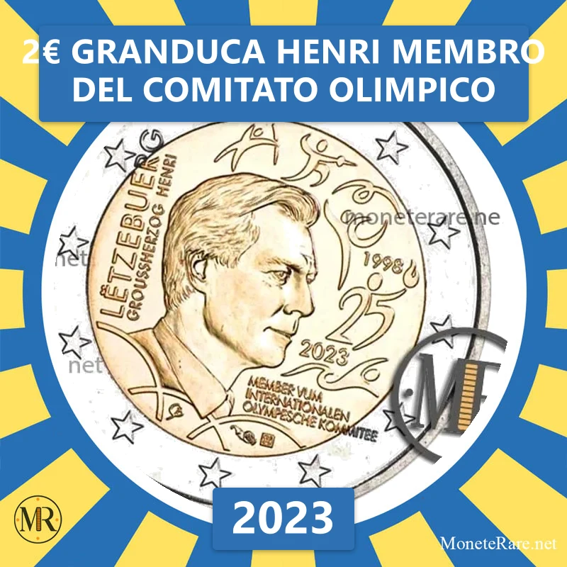 Luxembourg 2€ Grand Duke Henri Member of the Olympic Committee 2023 (coin photo)