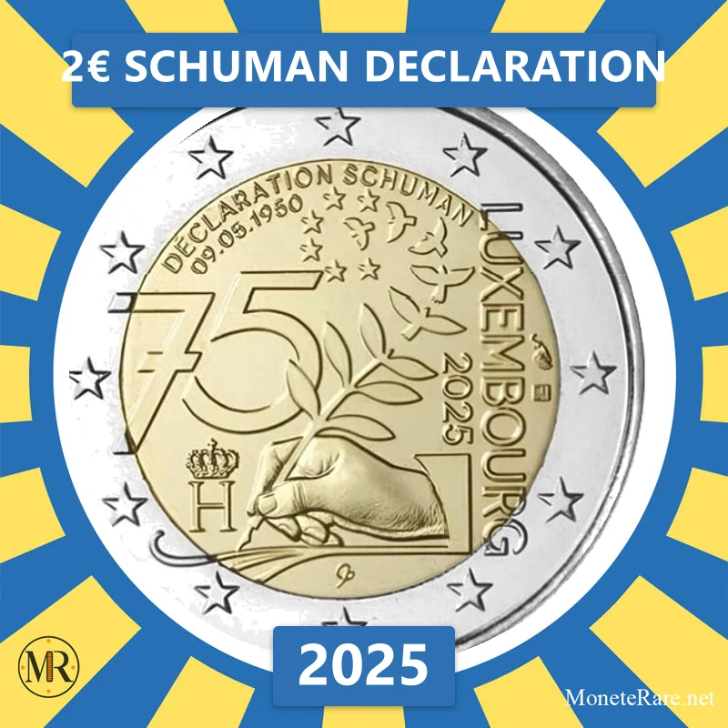 Luxembourg 2€ Schuman Declaration 2025 (coin photo)